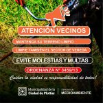 Plottier: Refuerzan los controles de limpieza en terrenos baldíos y veredas